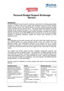 Personal Budget Support Brokerage Service Model