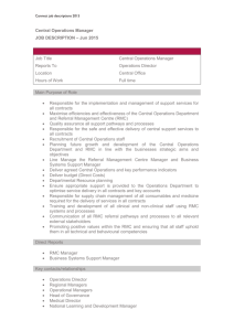 Central Operations Manager Job Description Job Description 2015