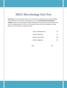 SBI3C Microbiology Unit Test with Solutions