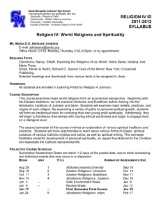 Religion IV Syllabus 2011