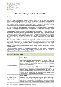 John Stocker Postgraduate Scholarships Application 2014