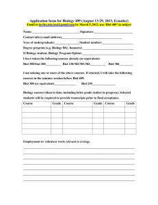 Application form for Biol 409 (August 2003, Costa Rica)