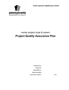 Quality Assurance - Pennsylvania Department of Health