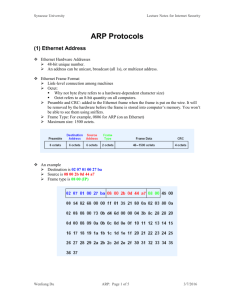 ARP Protocols - Computing and Information Studies