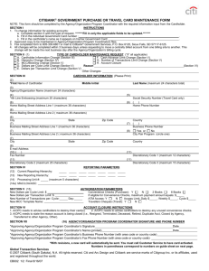 Government Purchase or Travel Card Maintenance Form