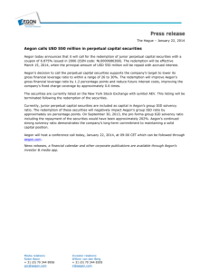 Aegon calls USD 550 million in perpetual capital securities