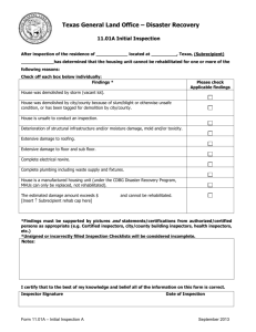 Form 11.01A, Initial Inspection Checklist, Short