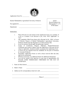 Application Form - N.W.F.P Agricultural University