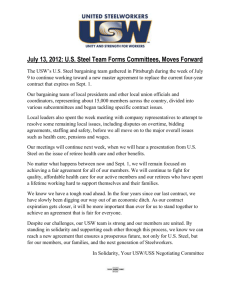 July 13, 2012: U.S. Steel Team Forms Committees, Moves Forward