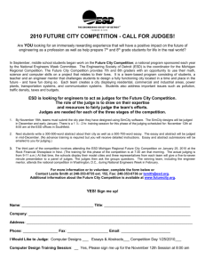 2010 FUTURE CITY COMPETITION - CALL FOR JUDGES! Are YOU