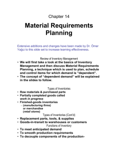 Chapter 14 - Material Requirements Planning