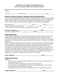 Authorization for Student Self-Medication Form