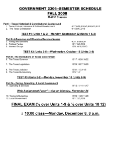 GOVERNMENT 2306 -- SEMESTER SCHEDULE Fall 2008