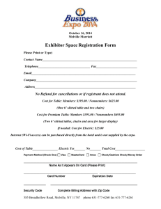 October 16, 2014 Melville Marriott Exhibitor Space Registration