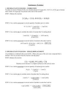 Stoichiometry Worksheet with answers