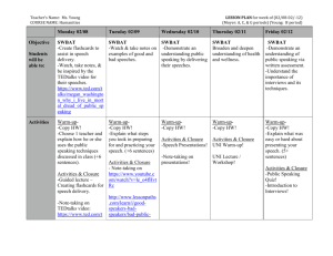 Teacher's Name: Ms. Young LESSON PLAN for week of (02/08