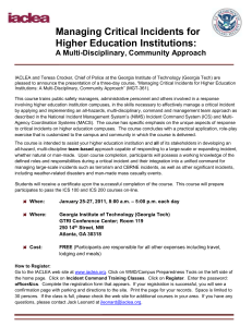 Managing Critical Incidents for Higher Education Institutions: A Multi