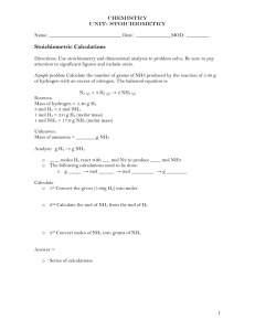 Student Worksheet: Introduction to Stoichiometric Calculations