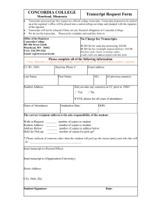 Official Transcript Request form