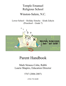 Parent Handbook - Temple Emanuel Winston
