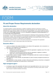 Fit and Proper Person Requirements declaration