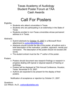 2007 Call for Posters! - Texas Academy of Audiology