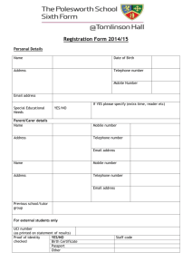 Registration Form - The Polesworth School Sixth Form @ Tomlinson