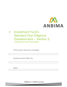 Investment Fund's Standard Due Diligence Questionaire