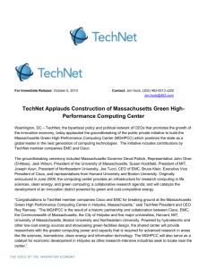 TechNet Applauds Construction of Massachusetts Green High