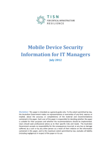 Mobile Device Security Information for IT Managers [DOC