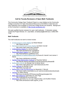 Call for Faculty Reviewers of Open Math Textbooks The Community