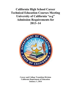 CDE California High School Career Technical Education Course