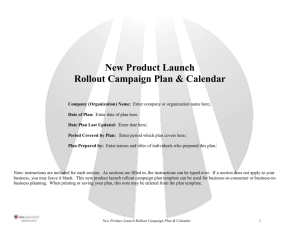 New Product Launch Rollout Campaign Plan