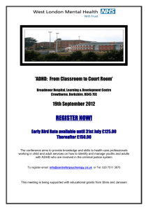 'ADHD: From Classroom to Court Room' Broadmoor Hospital