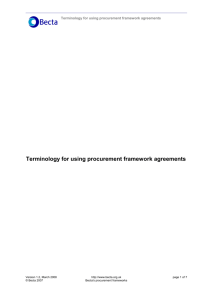 Terminology for using procurement framework agreements