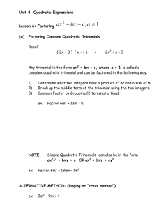 U4 Lesson 6 - Factoring Complex Trinomial