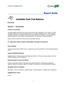 Available Cash Trial Balance (CTGLR128) - Core-CT