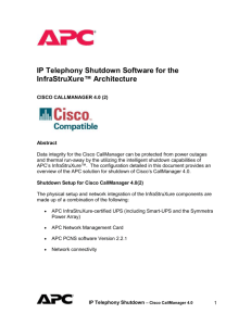 IP Telephony Shutdown Software for the InfraStruXure™ Architecture