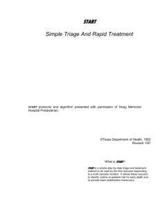 START Simple Triage And Rapid Treatment START protocols and