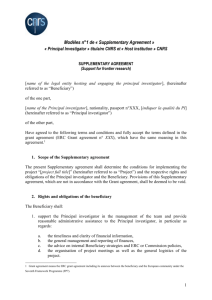 Modèles n°1 de « Supplementary Agreement - DGDR