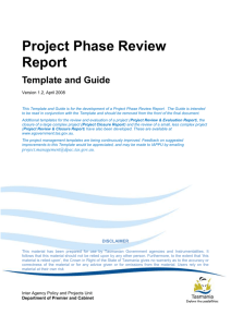 Project phase review report template and guide v1.2