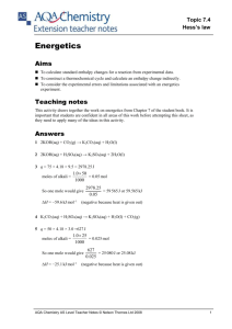 AQA AS level Chemistry Extension Teacher Notes