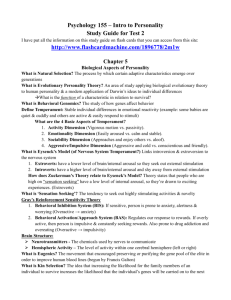 Psychology 155 – Intro to Personality Study Guide for Test 2 I have