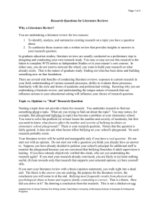Page 1 of 1 Research Questions for Literature Reviews Why a
