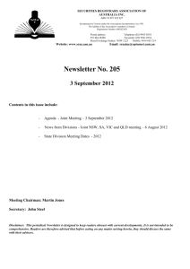 Newsletter No.205 3 Sep 2012 - Securities Registrars Association of