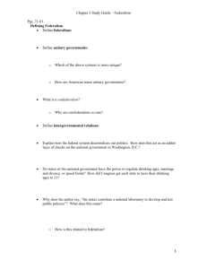 Chapter 3 Study Guide – Federalism Pgs. 71