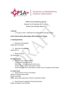 GPSA Council Meeting Agenda Saturday 12th of December 2015, 9