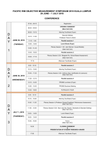 Pacific Rim Objective Measurement Symposium 2010 Kuala Lumpur
