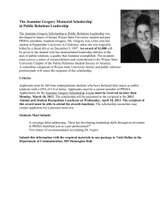 The Jeannine Gregory Scholarship in Public Relations Leadership