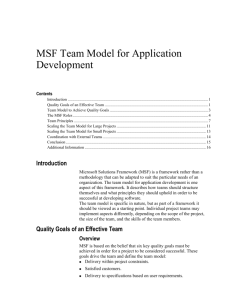 MSF Team Model for Application Development